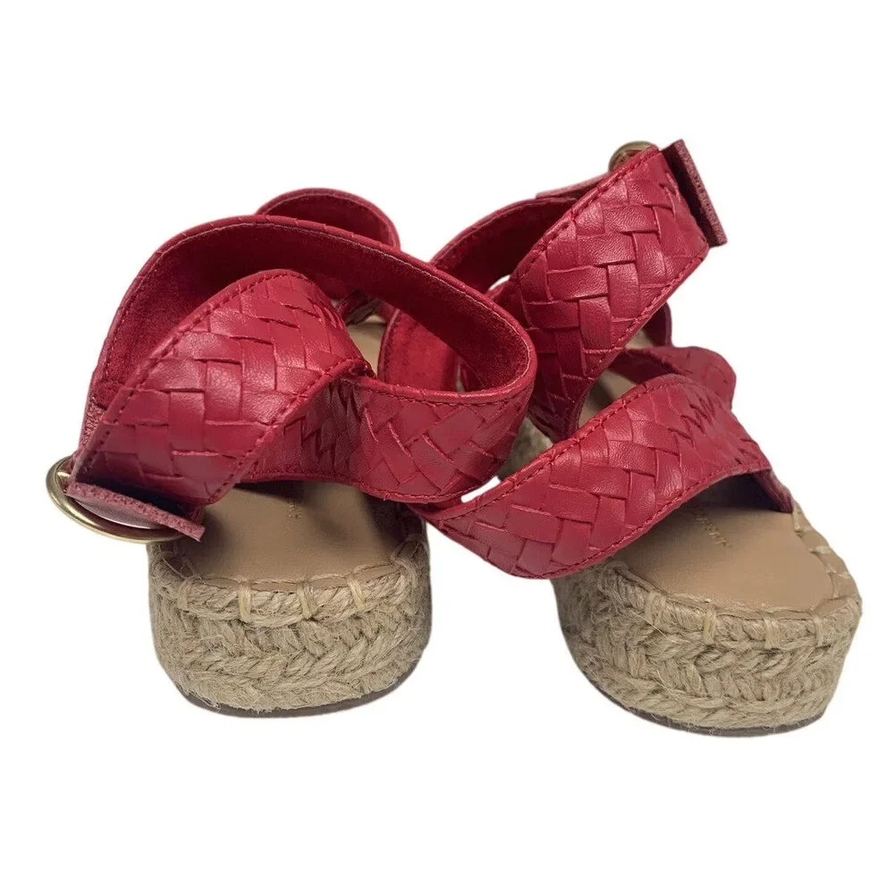 New American Eagle Womens US Size 8 Espadrille Ankle Wrap Faux Leather Sandals
